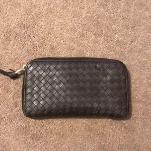 Brown woven Bottega Veneta wallet